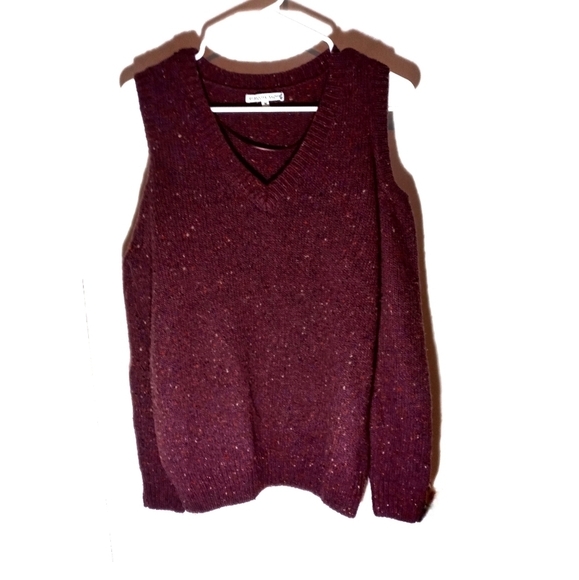 Rebecca Minkoff Burgundy Wool Blend Cold Shoulder Sweater - Picture 1 of 7